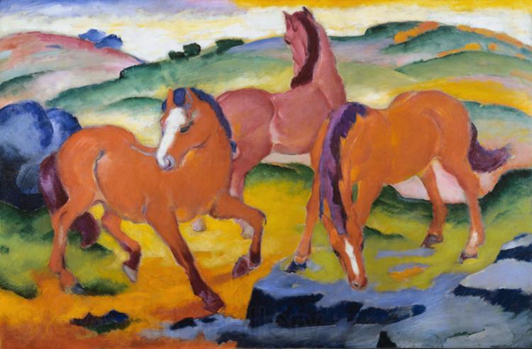Franz Marc Grazing Horses iv (mk34) Norge oil painting art